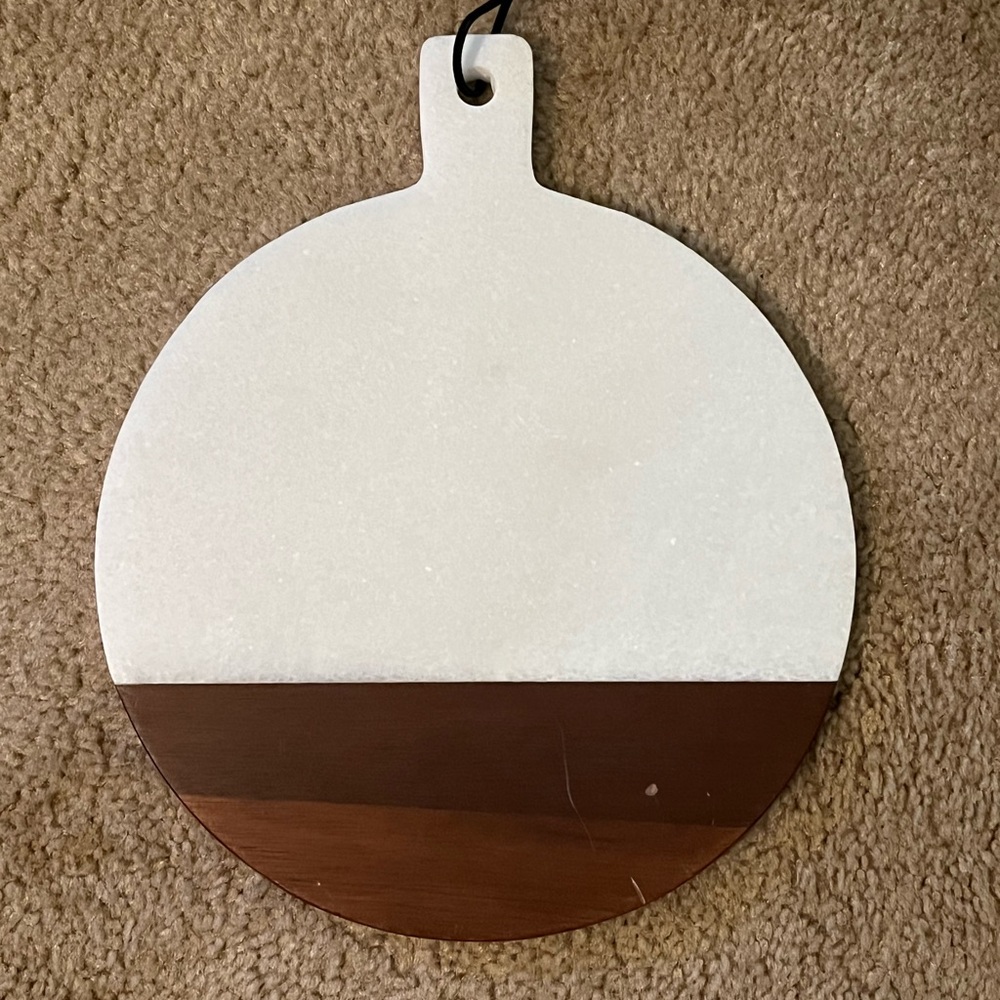 Round Stone and Wood Cutting Board